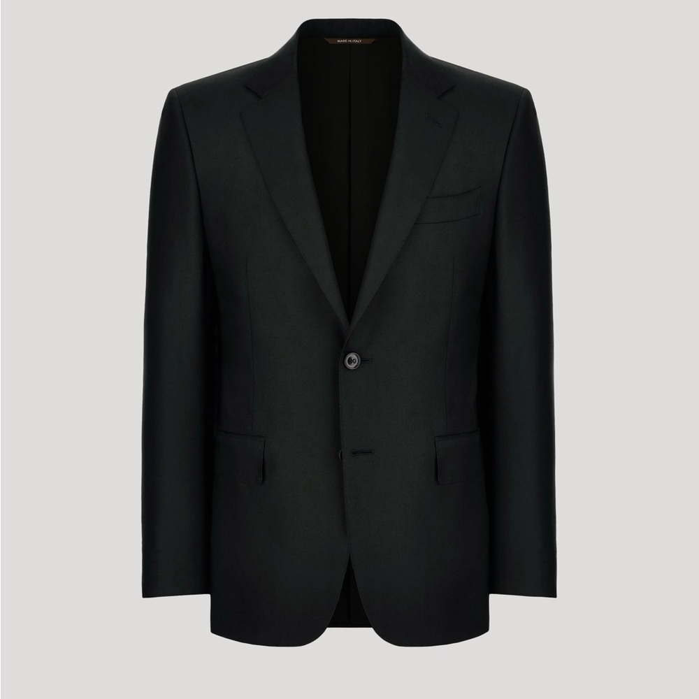 Canali Black Pure 150'S Wool Blazer, 48R